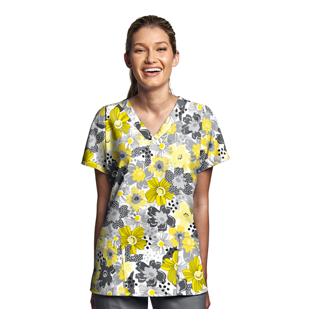 6257 Printed V-Neck Top