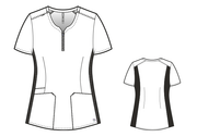 6557 Printed Quarter Zip Notch Neck Top