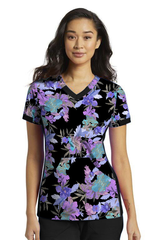 725 V-neck Printed Top Floral Collage