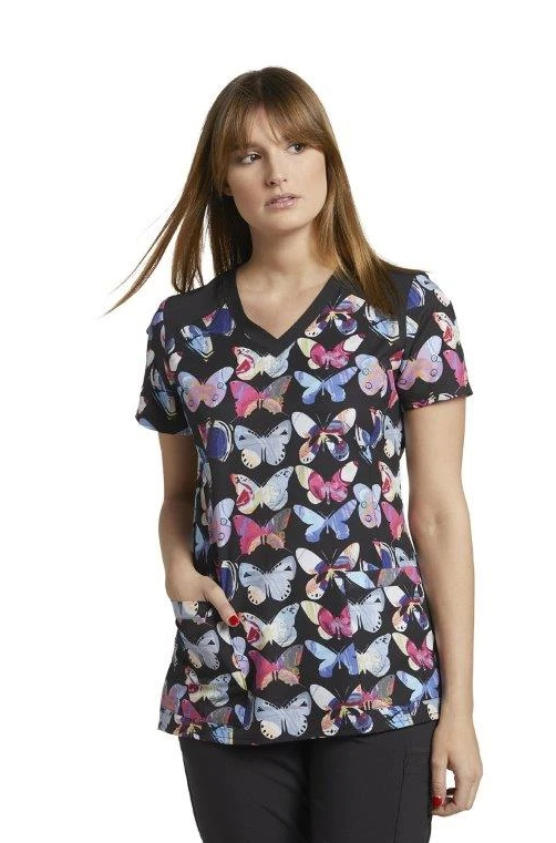 785 V-neck Printed Top Butterfly Art