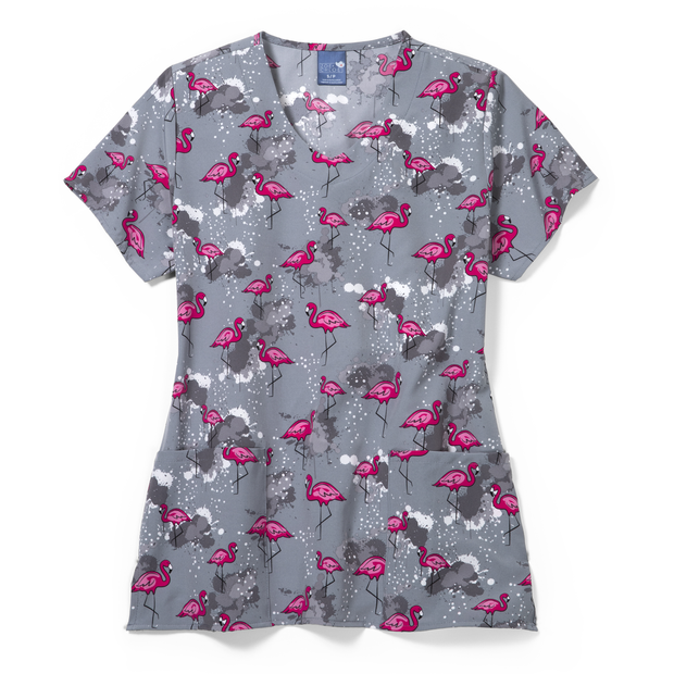 Z12213 V-Neck Print Top