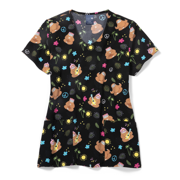 Z12213 V-Neck Print Top
