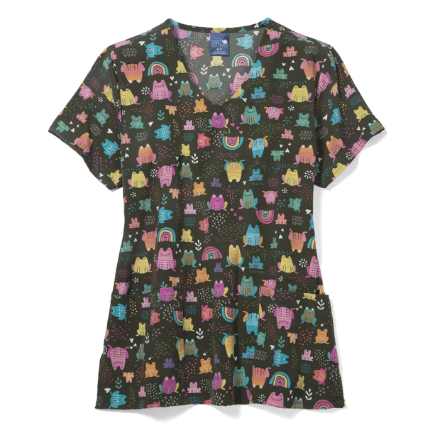 Z12213 V-Neck Print Top