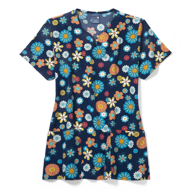 Z16213 Notch Neck Print Top